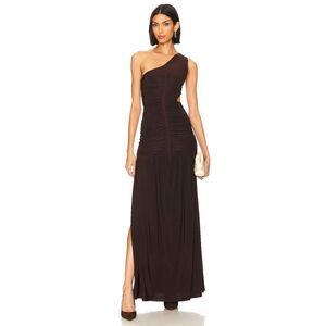 MISA Los Angeles Samsara Cutout Dress Brown ruched Maxi dress Size Small NWT